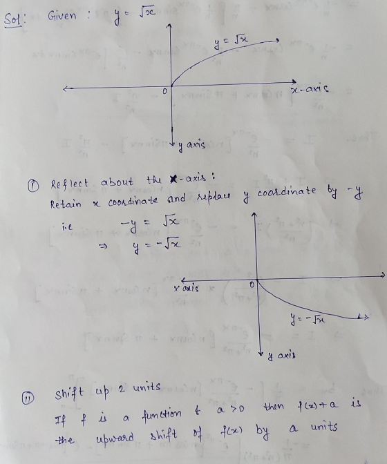 Given : Sol! yo Joc y = 5e x-axis ng axis Reflect about the x-axis : Retain & coordinate and replace y coordinate by ry il y