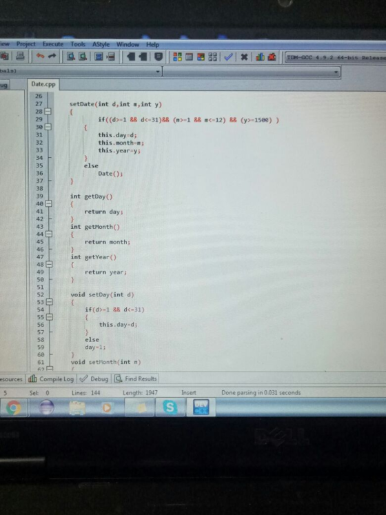 TOM-Gcc 4.9-2 66-bit Release Date.cpp 26 27 28 29 30 31 32 setbate(int d,int m,int y) this.day-d; this.month m this.year-ys 3