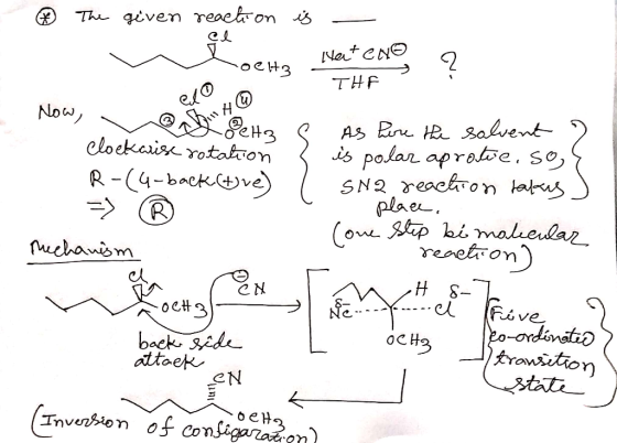 ® The given reaction is - ce 0 Loela Hert ene THE B e ltz clockwise rotation R-(4-back (tre) => ® thechanism e As here the so