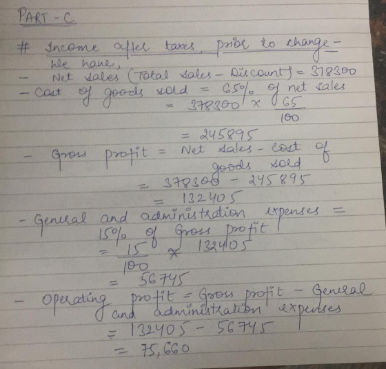 PART C ncome lel taxes po to chan hoe hare Net dales Cotol da les-pre court): 812300 Cost net xales Gennai-and-oud minu taat on __uspendes- and administ 75, cao