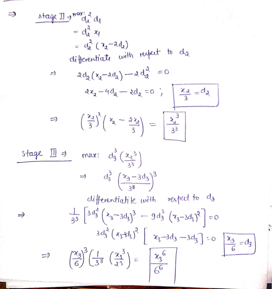 max: dd stage II 24) di flerentiat with respet to d ads (-d)2 ix-4d d =o ; 33 3 3.3 3 Stage d ( 33 d(3-3d3 33 diferentiati le