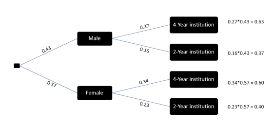 0.27*0.43 0.63 4-Year institution 0.27 Male 0.16 2-Year institution 0.16 0.43 0.37 4-Year institution 0.34 0.34 0.57-0.60 Female 0.23 2-Year institution 0.23 0.57 0.40