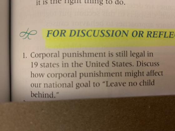 it is the gu lug to do. de FOR DISCUSSION OR REFLE 1. Corporal punishment is still legal in 19 states in the United States. D