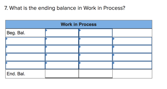 Z. What is the ending balance in Work in Process? Work in Process Beg. Bal. End. Bal.