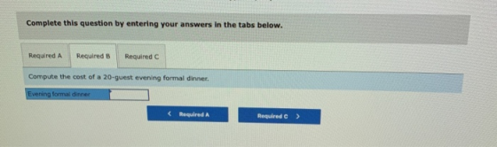 Complete this question by entering your answers in the tabs below. Required A Required B Required C Compute the cost of a 20-