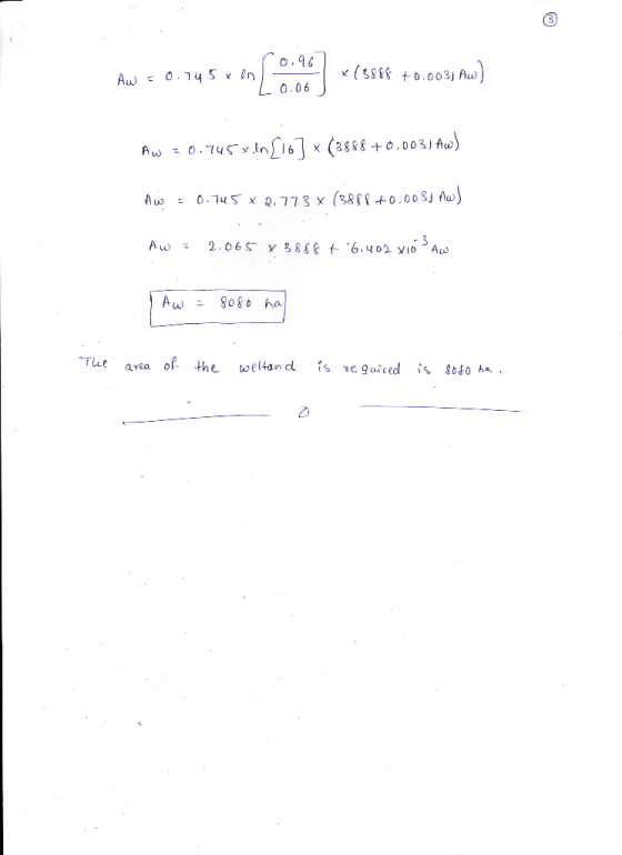 0.96 Aw = 0.145 x en L 0.06 1 (3888 +0.0031 Aw Aw = 0.745 x In [16] x (3886 +0.0031 Aw) Aw = 0.745x 2.773 X (3868 +0.0031 Aw)