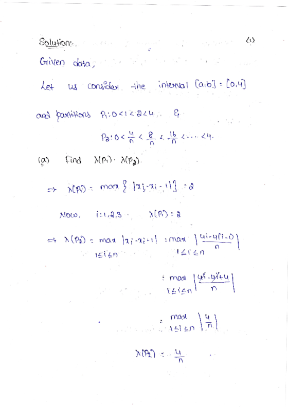 - - - - - - - {\} Solutions, Given data; !: but i ;;::. . Let us consider the interval [ab] = [0,4] and partitions Pro<12.224