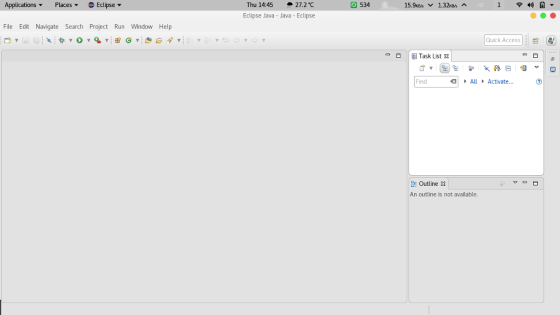 ApplicationsPlacesEclipse Thu 14:45 27.2℃ 534 1 令49 Eclipse Java- Java - Eclipse File Edit Navigate Search Project Run Window