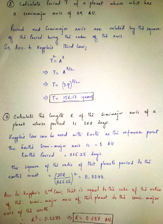 Celeulale Peried T of a plauet okote mbit has AU. semija aois a leniad relalad axis and ave i anls lhi Period lha culae lt
