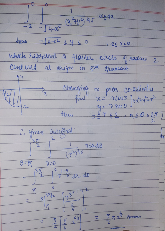 -2 - Thora (2²74 22 215 dyda here -Ju-x2 syco , -26 XLO which represent a quarter circle of radius 2 centered at origin in 32
