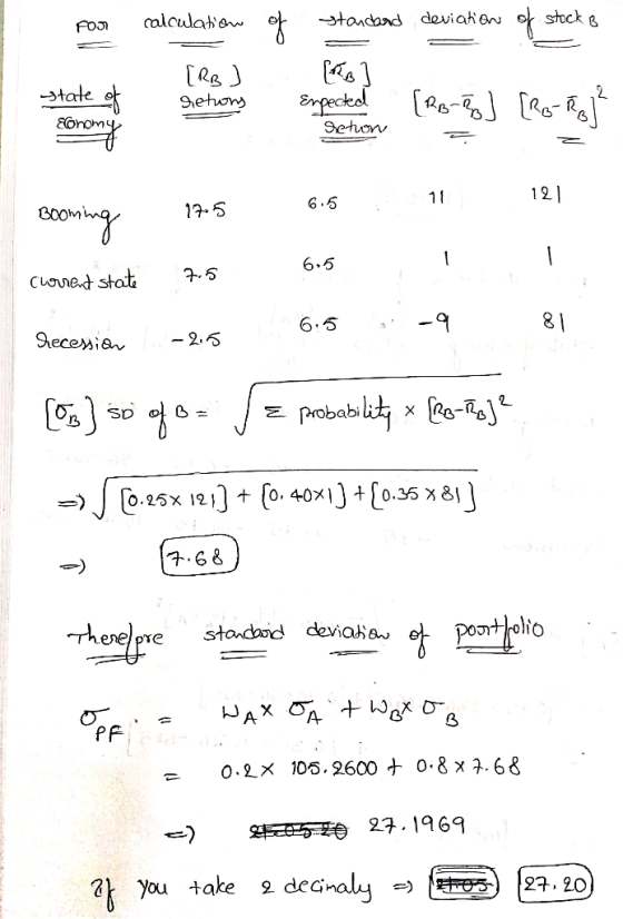 for calculation of standard deviation of stock B state of [RB] retions ] expected [BB-R] [Ro-Ro 1² conomy Setion S 121 6.5 Bo