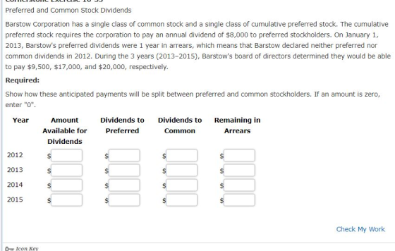 LUIHILISLUILLALILISLIU JJ Preferred and Common Stock Dividends Barstow Corporation has a single class of common stock and a s