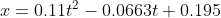 r = 0.11t- 0.0663t+0.195
