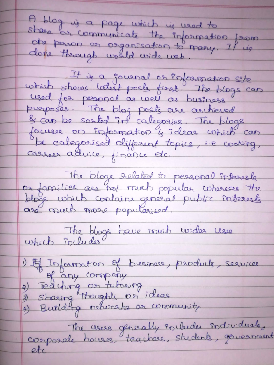 H blog is a page which is wed to Share cu communicate the information form che person or organisation to many. It is done thr