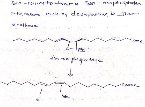 syn -Beton to forms a Sun -oxophosphatare Intermediate which on deomposition to giver Z-olkomen heng Syn-oxophosphataine oome