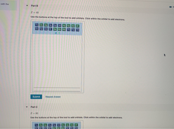 with the Part B Use buttons at the top of the tool to add orbitals. Click within the orbital to add electrons 1 2 2 3 3 3 3 4