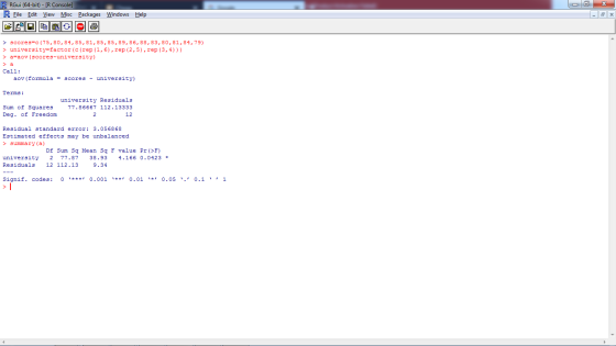 R RGui (64-bit) - [R Console] R File Edit View Misc Packages Windows Help > scores=c(75,80,84,85,81, 85, 85, 89, 86, 88, 83,