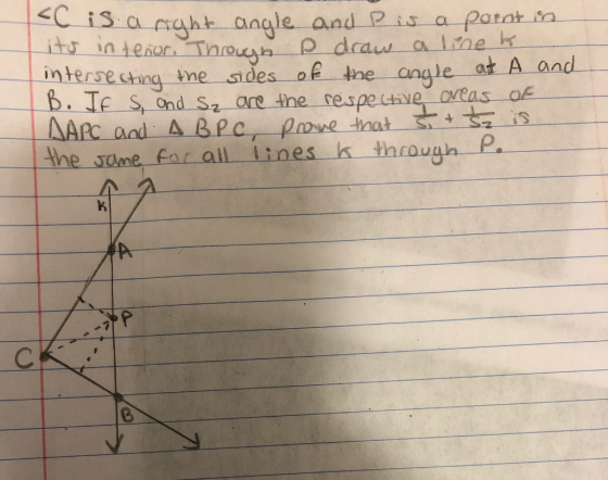 rght angle and Pis a patnt n rad a lne lo it3 in terse tng me sides of tne ong le at A and -r -hat he ume fa ail lines k theough P