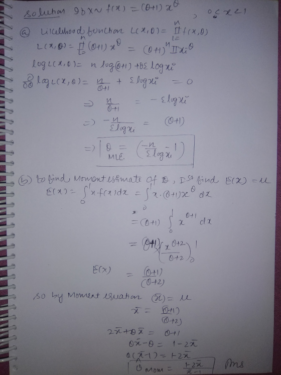 solution of xn f(x) = (011) XO ocx21 и @ Likelihood function Lox, 0) = II f (x,0) L (8,0) = f (0+1) 80 = COMIGO log LC 2,01=