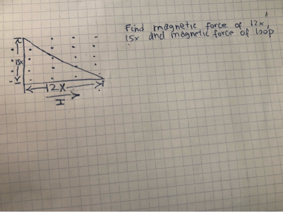 Find magnetic force of 122 15x and magnetic force of loop . R- . . 15x V 42.X-