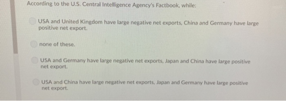 According to the U.S. Central Intelligence Agencys Factbook, while: USA and United Kingdom have large negative net exports,