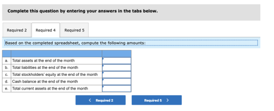 Complete this question by entering your answers in the tabs below. Required 2 Required 4 Required 5 Based on the completed sp
