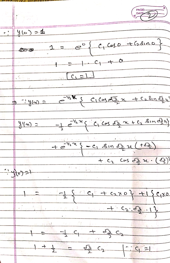 PAGE: DATEX Ylo) 26 1 t68ino] e C. Caso tosino to [CEL -V ş ci caseta +C₂&in an ylm) a -₂21 sin Yılm) = ang C, Cos do x + 6 n