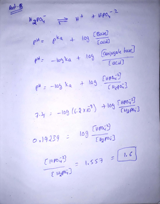font-B zvo, B u• • вро, pH = -logka + log Conjugate base] {acid] ра. - las ka + 104 Ги во49 Своеас 2 2. — log (с. 2 хії) + 1