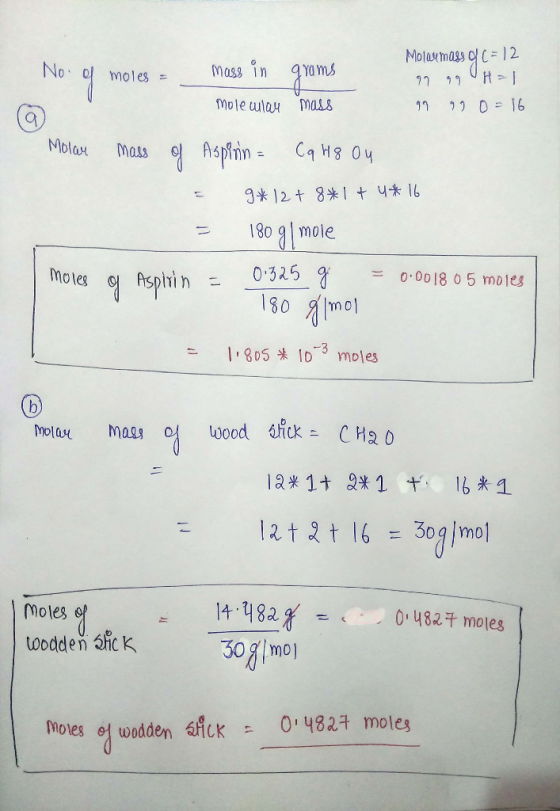 No olmoles mass in grams Molaumals a C= 12 99 99H=1 99 990 = 16 molecular mass Molux mass g Aspmm = Ca H8 Оч g* 12 + 8 * 1 t