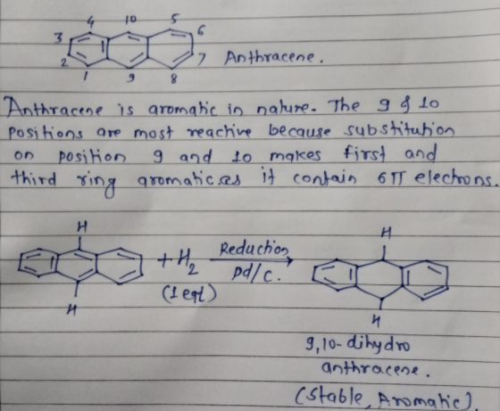 7Anthracene 2 LAnthracene s gromahic io nahure. The 93 10 most reachive because subshituhon 9 and to mgkes firs and contain