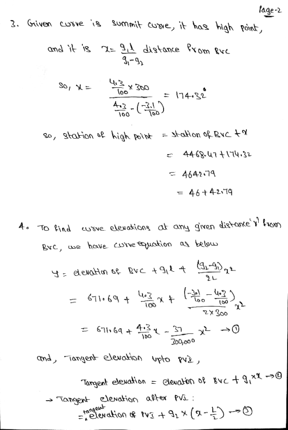 age-2 3. Given cosve is Summit cu, has high Pon and it is A distance om Rve 100 114.32 Too Too so, stahon ‘e high Point -st-