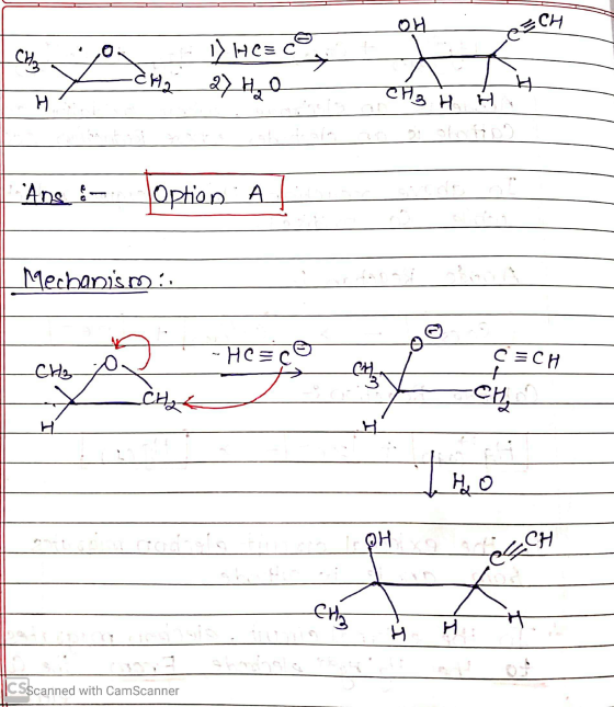 ECH лу DHCEC 2-ен, 2) но сна и Н Ans - Option Al Mechanism: - Не = C = C CH₂ нск . . . . . . - он Алеся ||CS$canned with CamS