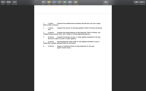 126% + Zoom Add Page T Text View Insert Table Chart Shape Media Comment Collaborate Format Document 1. (1 point) Compute the