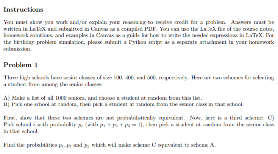 Instructions You must show you work and/or explain your reasoning to receive credit for a problem. Answers must be written in