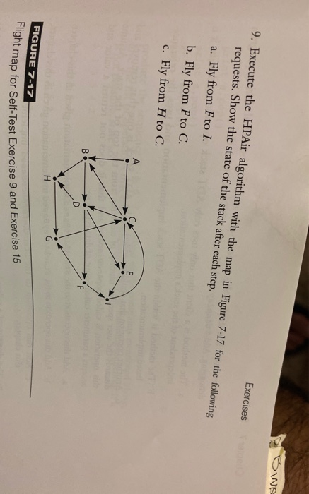 PBNE 9. Execute the HPAir algorithm with the map in Figure 7-17 for the following requests. Show the state of the stack after