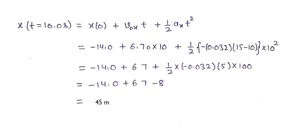 2. x (t=lo.os)= x(0) +ų,xt +흘0xt 2 2. 2 二 45 m