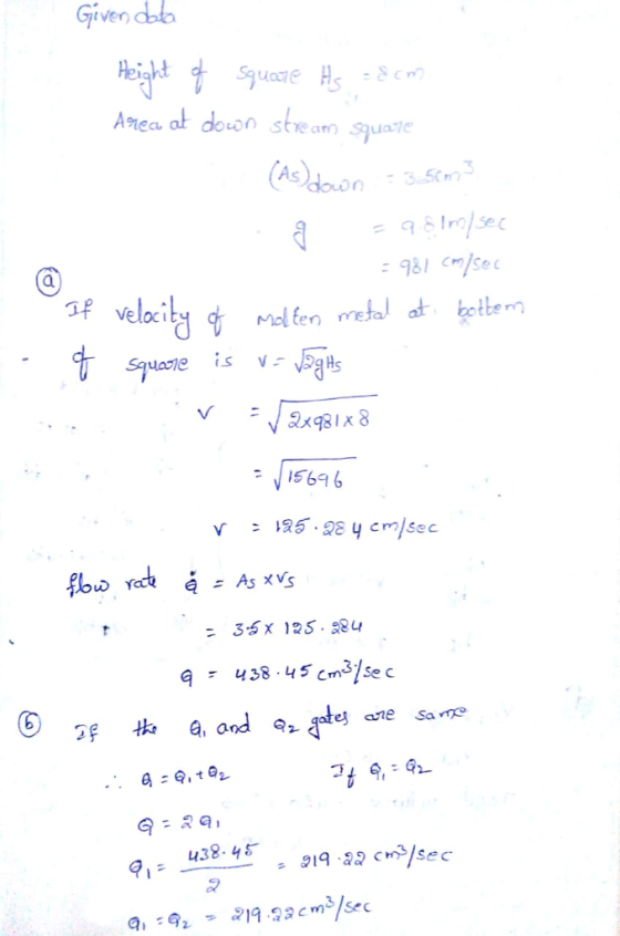 Given dob Anea of deuon steam Suate As 981 emfse a. af veloci Mol ten me 9 438 . 45 cm2|Sec 438-4 ,18 719 23 /sec 912