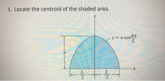 1. Locate the centroid of the shaded area. y = a cos TX L ㅏ늘 L 2 늘 →