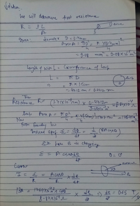Volurum. we will defermine first resistance R = 8th o ewire Siren : diameter D=3. mom Arcast = 70 = n - 9.08 A X3. Umm) 4 mm