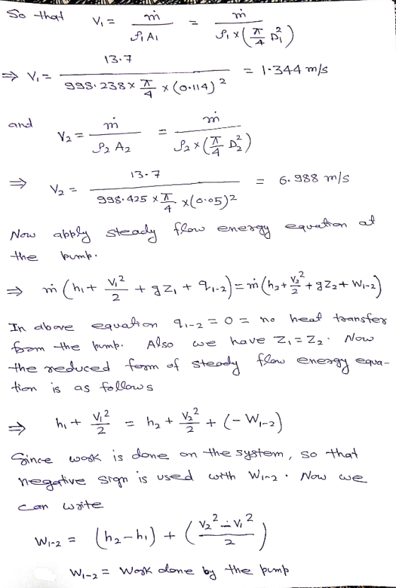 13. 6. 388m/s 4 flow enemy 2 2 once wosk is done n the system, so hal Used oth Wi-2 Now we ves 1-2 w,-,- wook clone the pump