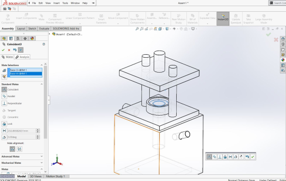 3S SOLIDWORKS File Edit View Insert Tools Window Help Assem1 * > Search Con Insert Components Mate Linear Component Pattern S