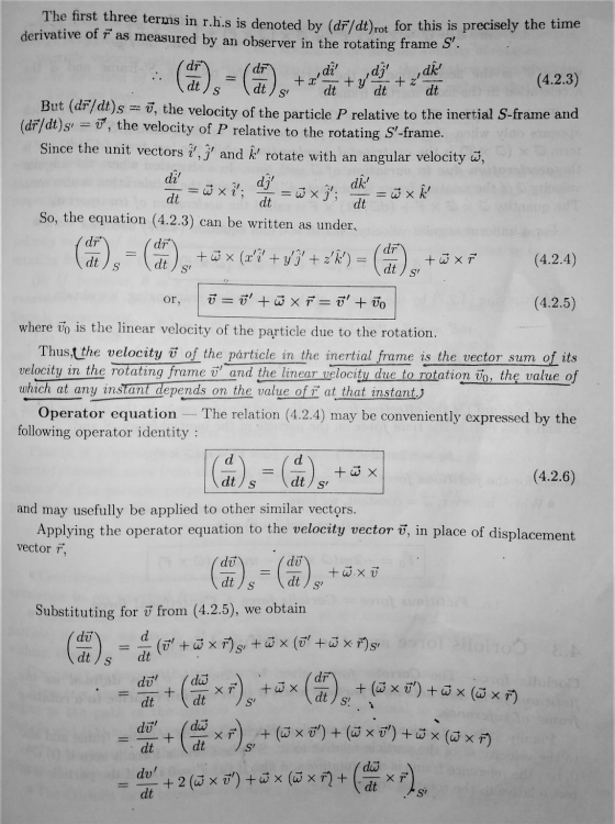 dr dr ,dî + x dt + y +z S dt S dt The first three terms in r.his is denoted by (df / dt)rot for this is precisely the time de