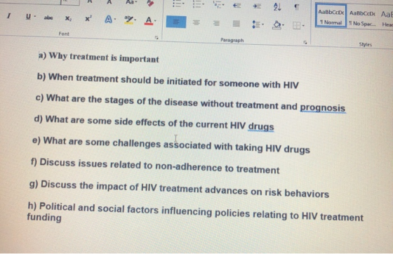 AaBbcc 1 Normal AaBBCD Aal IT No Spac... Heat I U ale X X A. ay. A Paragraph Styles a) Why treatment is important b) When tre