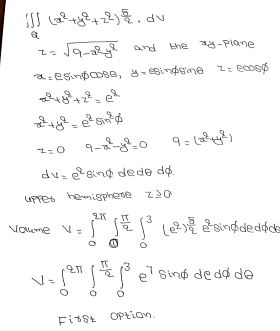 SSS (a? ty?+ z2). dv = 2 Ja-a?y? and the ay-Plane a=esindosa, esingsing Zuecos alty+ze ghty ² - 1-22_y²=0 27 ee sino (z type]