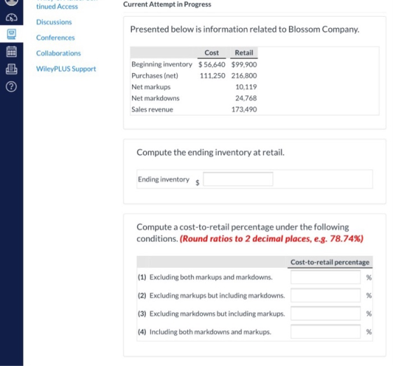 tinued Access Current Attempt in Progress Discussions Presented below is information related to Blossom Company. Conferences