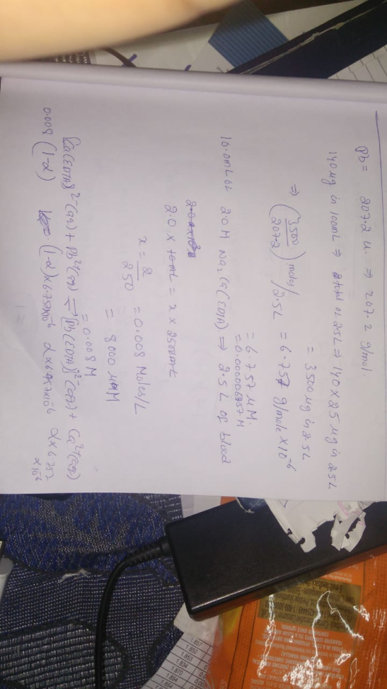 med feeded DOS DRDO M ITAGE 21 ATURE Pb = 207.2 u. 7 2072 g/mol. 100mL = 2total of 252 140x25 ug in 2.54 = 3500 ug & 2.5L = (
