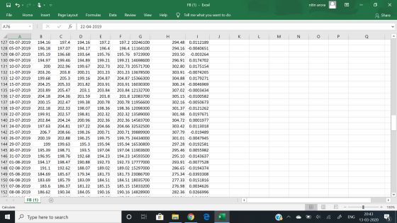 FB (1) - Excel nitin arora - o X File Home Insert Page Layout Formulas Data Review View Help ? Tell me what you want to do &