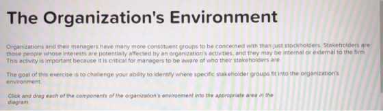 The Organizations Environment Organizations and their managers have many more constituent groups to be concerned with than j