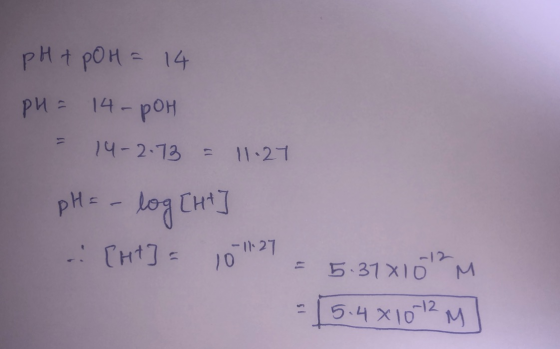 Нt po H = 14 ри = 14- рон 14- 2-13 - 1121 pH = -log[ht] .: [н] : 0 531xis = [54x102 м