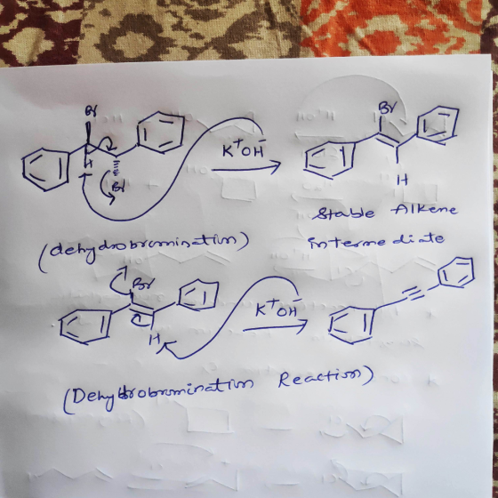 Stable Alkene intermediate obrominatin) Reaction) (Deny probromination